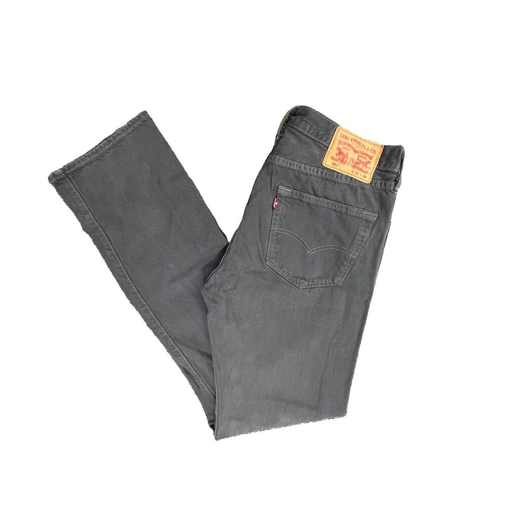 LEVIS 501 Gray Jeans 32x32.5 high rise straight Cotton 5012220 Denim streetwear